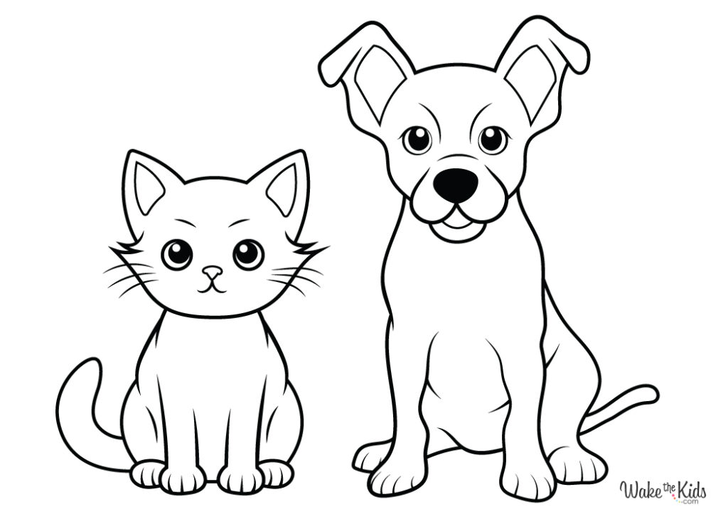 Cat and Dog Coloring Pages