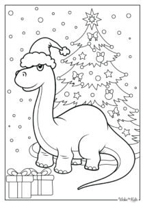 Christmas Dinosaur Coloring Pages
