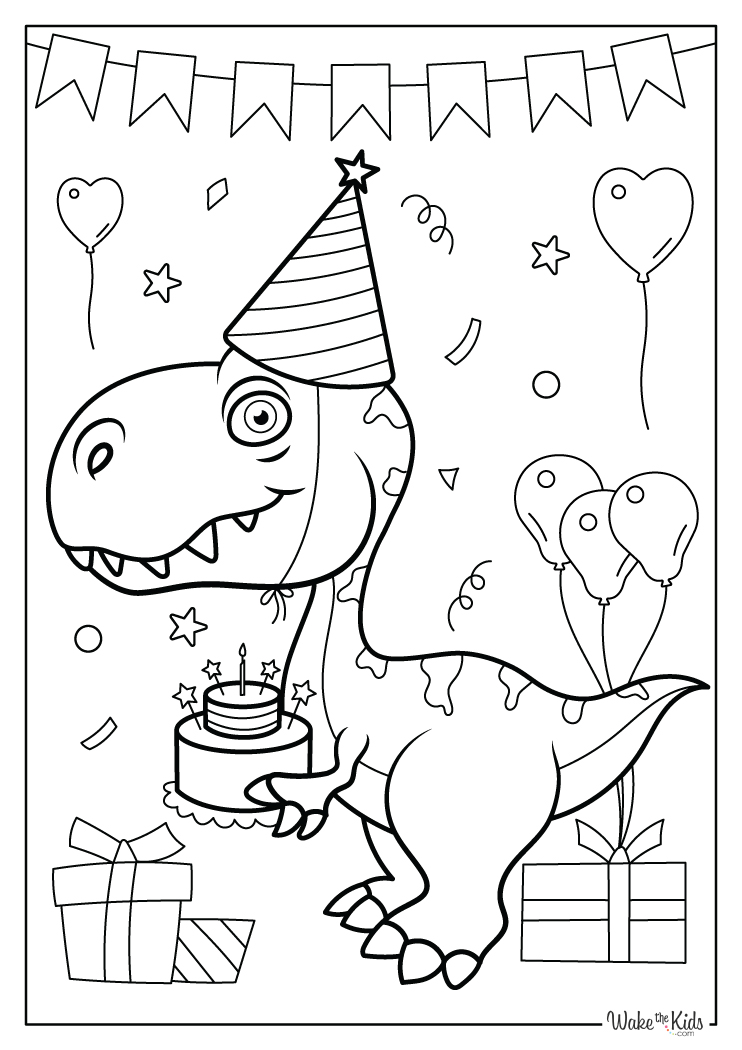 Dinosaur Birthday Coloring Pages