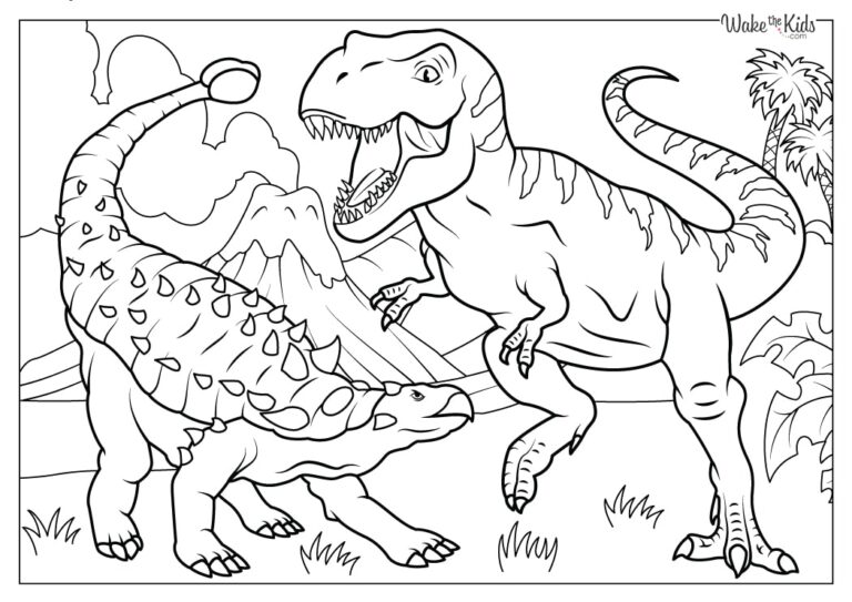 Tyrannosaurus rex Coloring Pages (Free Printable PDFs) | WakeTheKids