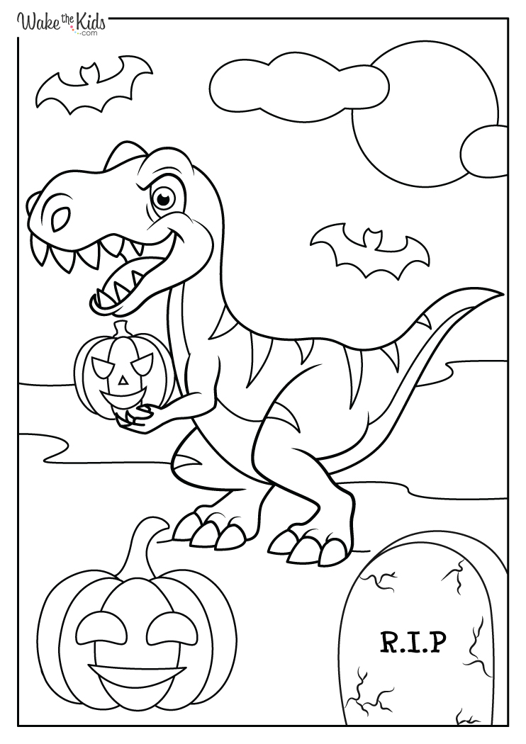 Dinosaur Halloween Coloring Pages