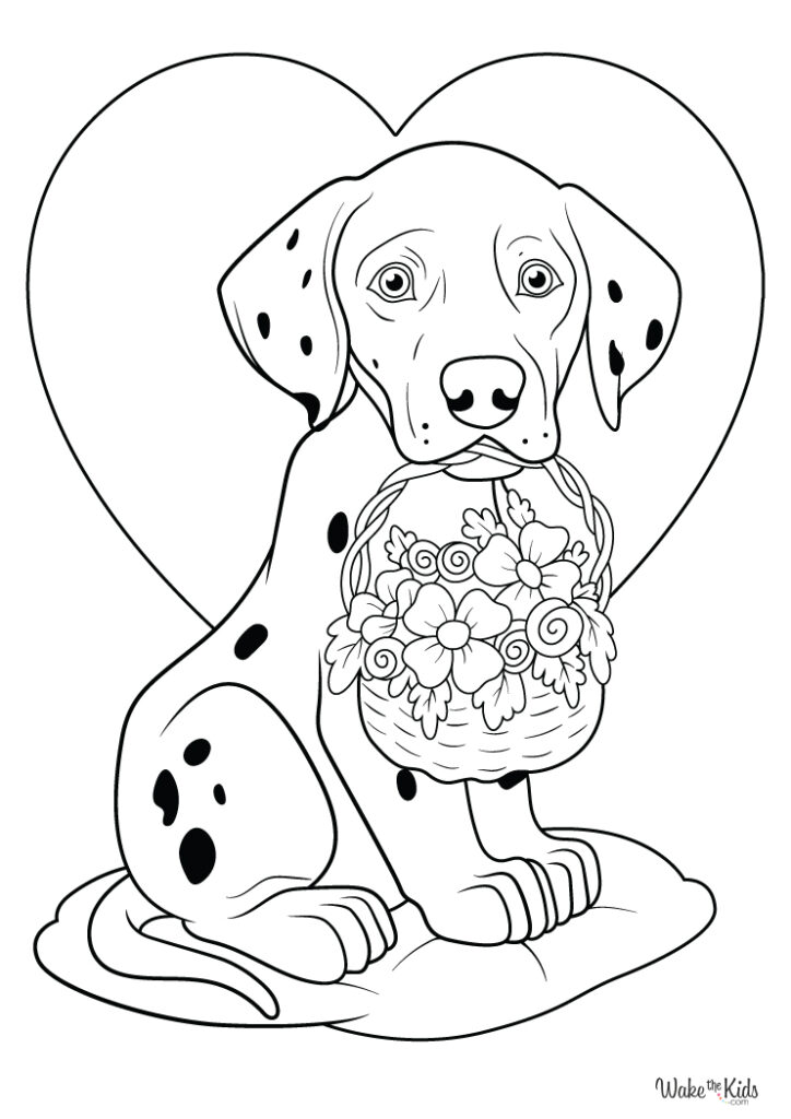 Valentine Dog Coloring Pages