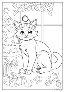 Christmas Cat Coloring Pages