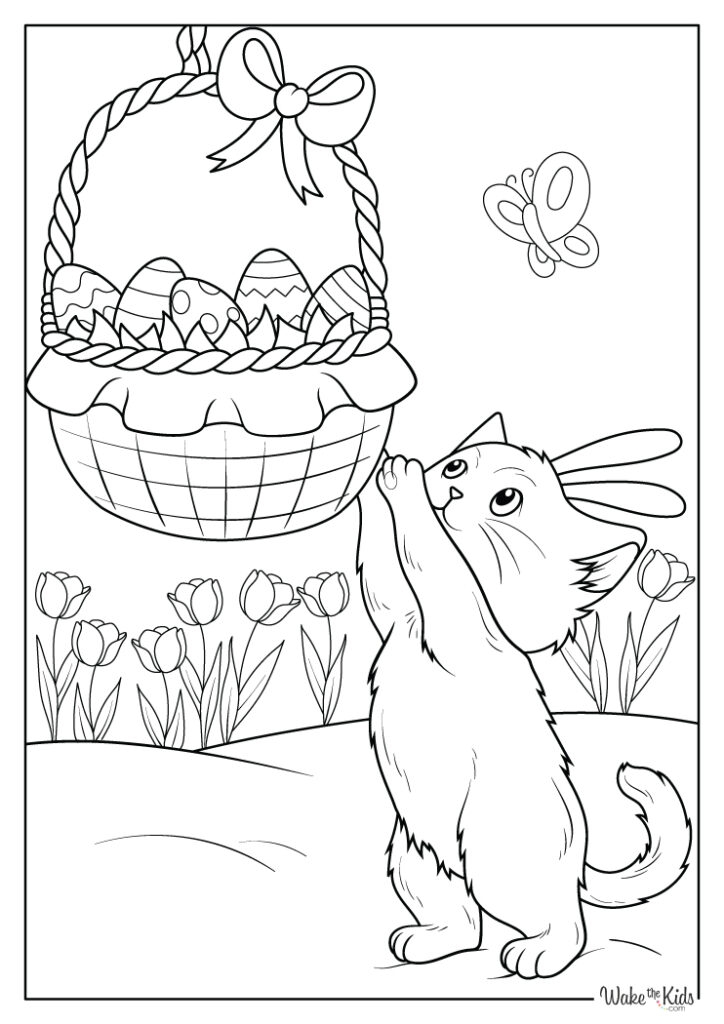 Easter Cat Coloring Pages (Free Printable PDFs) WakeTheKids