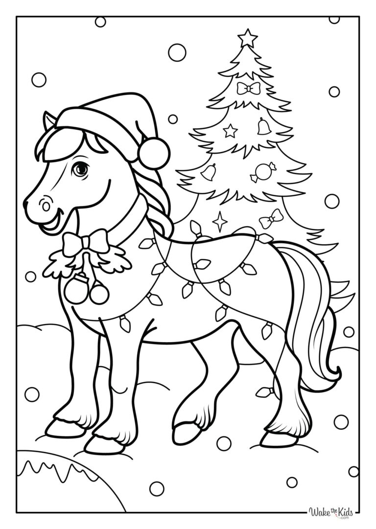 Christmas Horse Coloring Pages