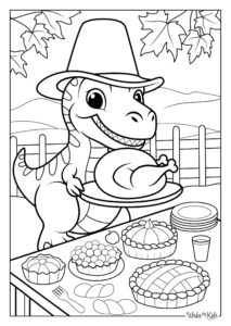Dinosaur Thanksgiving Coloring Pages
