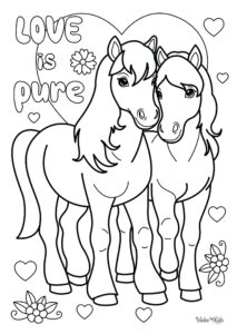 Valentine Horse Coloring Pages