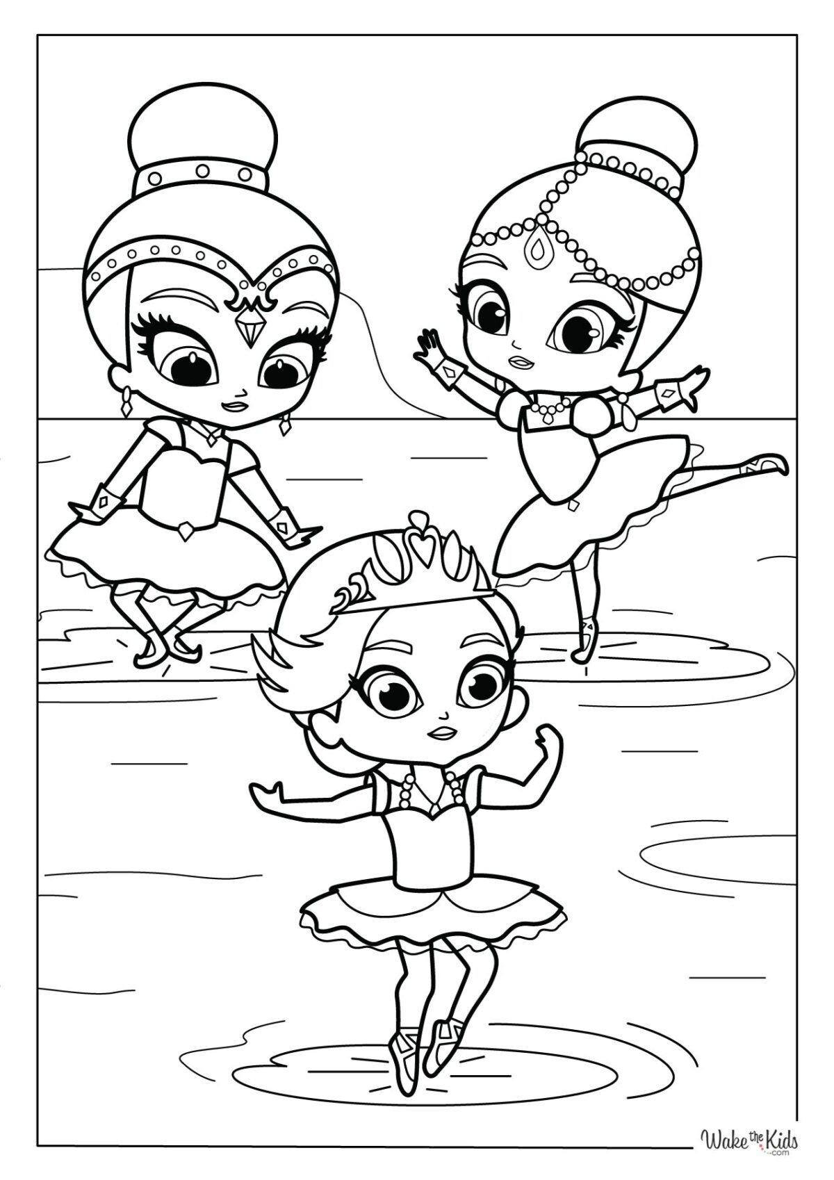 Shimmer and Shine Coloring Pages - Shimmer And Shine Ballerina Coloring Page 1200x1698 