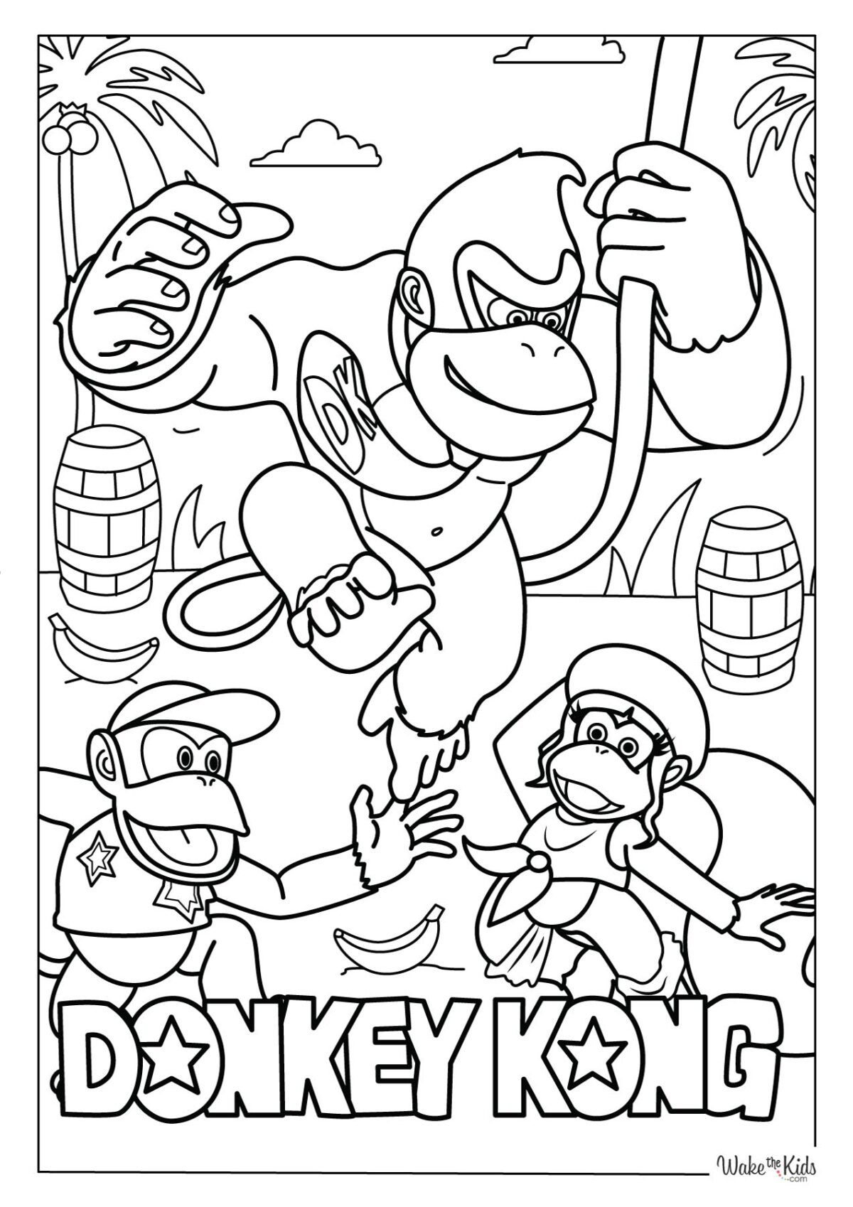 Donkey Kong Coloring Pages (Free Printable PDFs) WakeTheKids