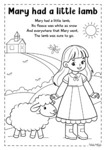 Mary Had a Little Lamb Coloring Pages