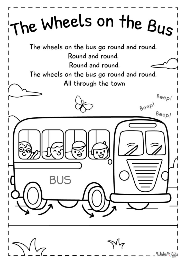 The Wheels on the Bus Coloring Pages