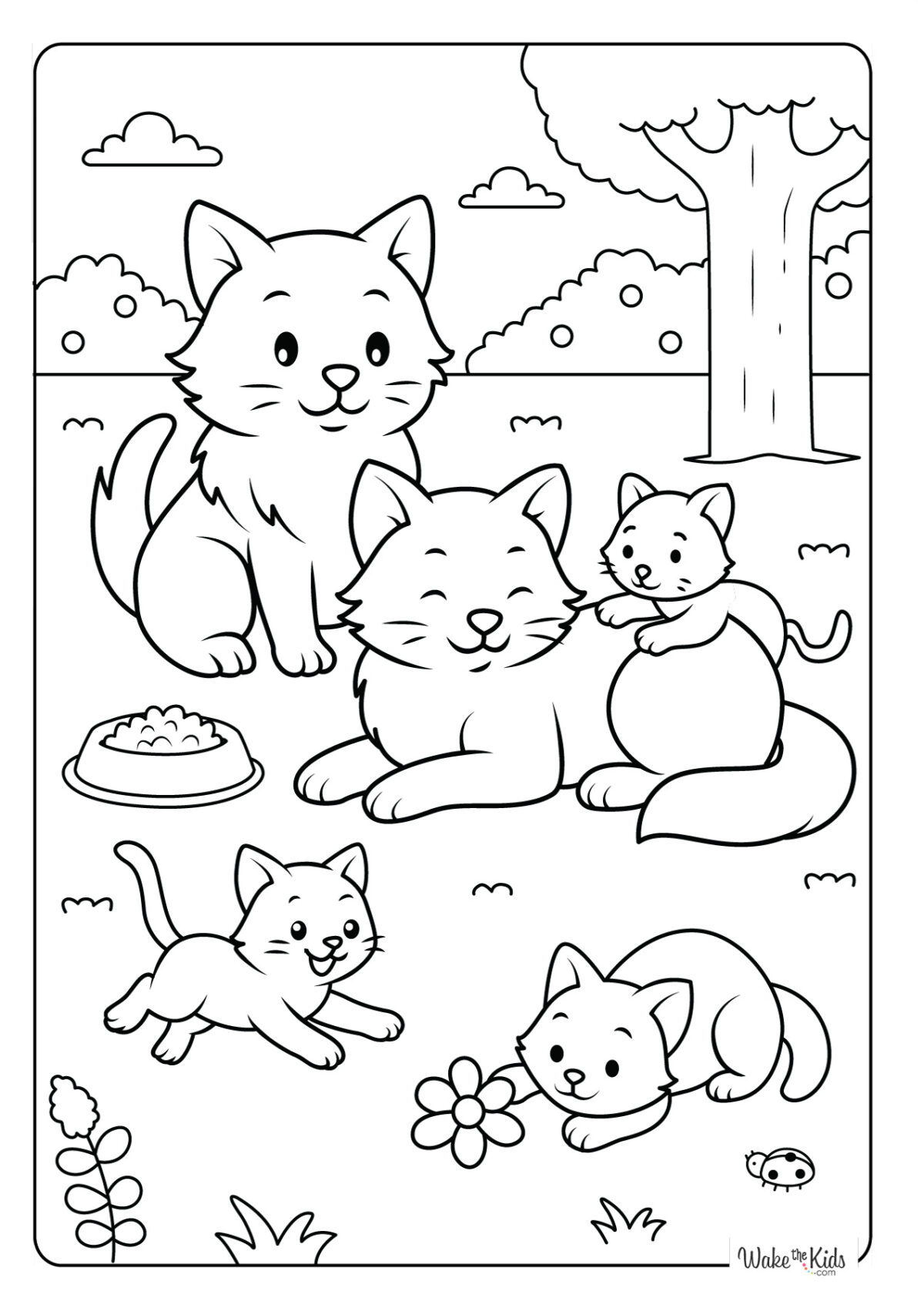 Cat and Kitten Coloring Pages (Free Printable PDFs) | WakeTheKids
