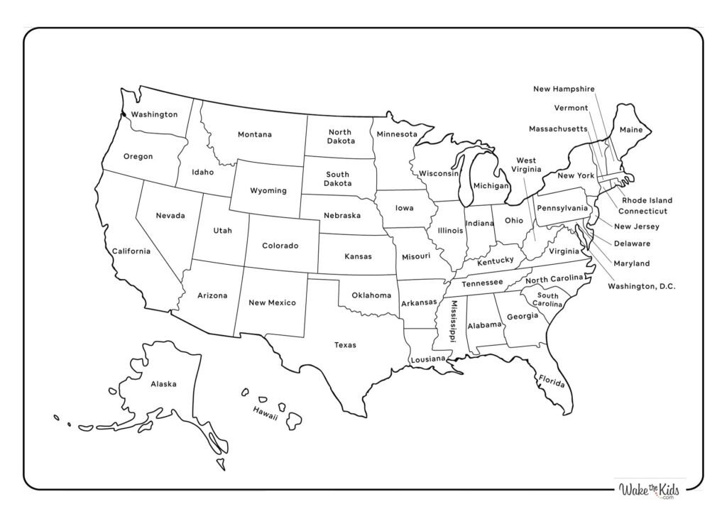 USA Map Coloring Pages