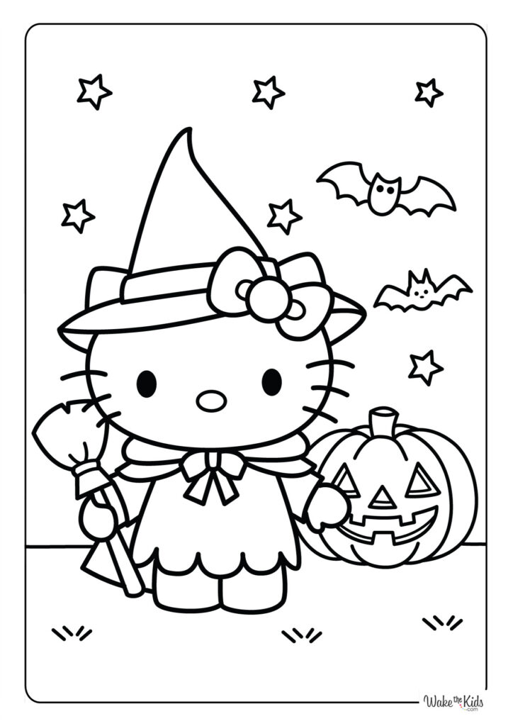 Hello Kitty Halloween Coloring Pages