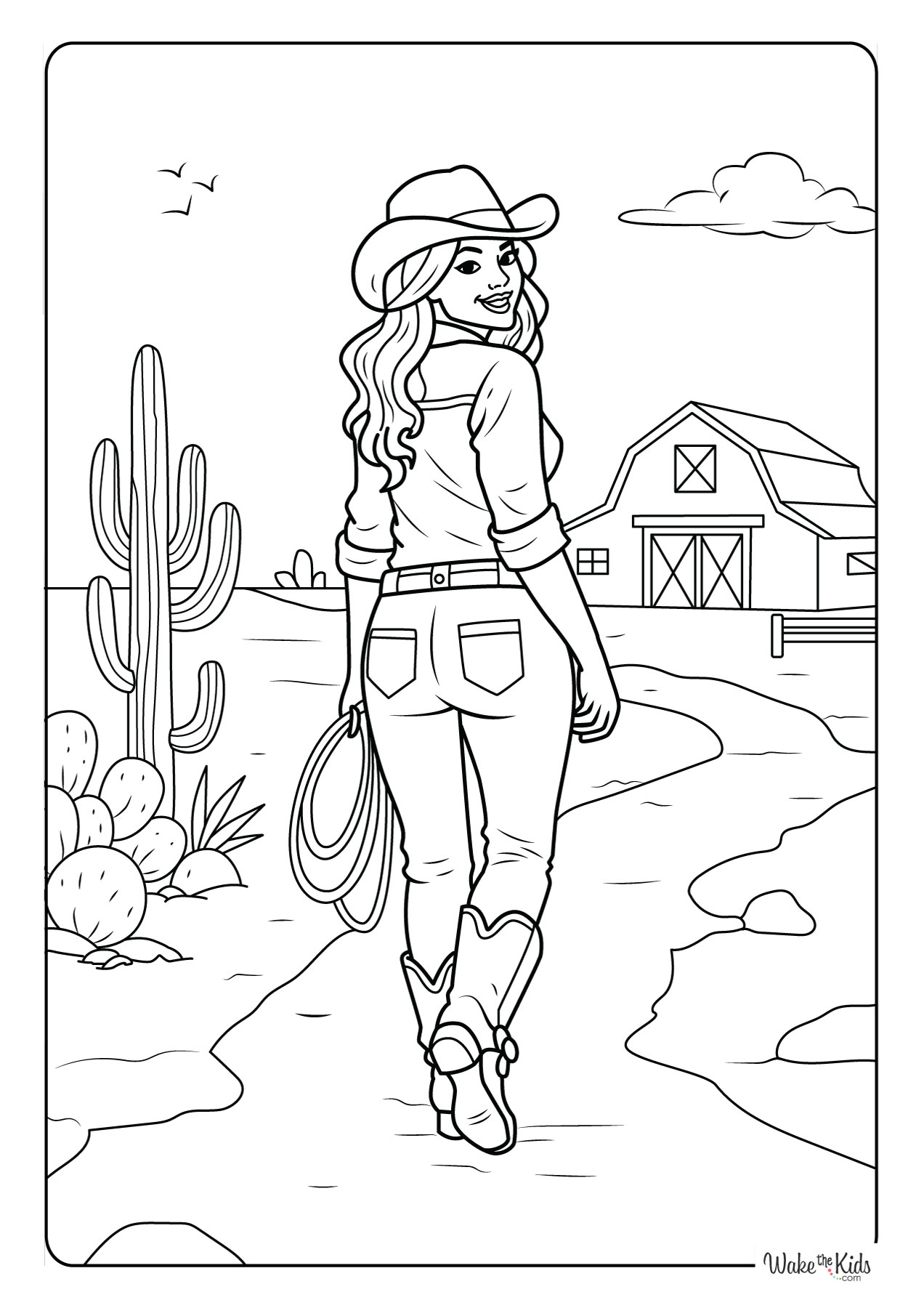 Cowgirl Coloring Pages (Free Printable PDFs) | WakeTheKids