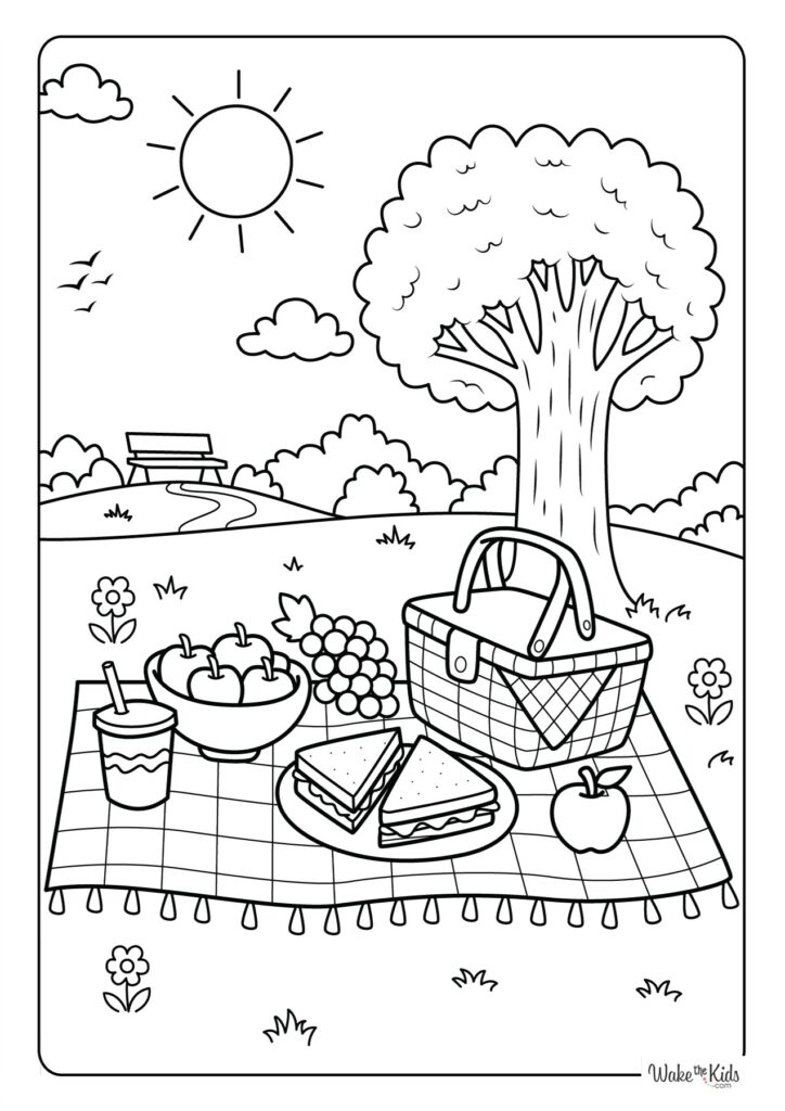 Picnic Coloring Pages