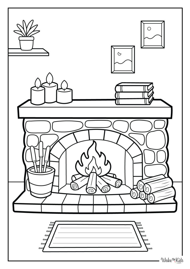 Fireplace Coloring Pages