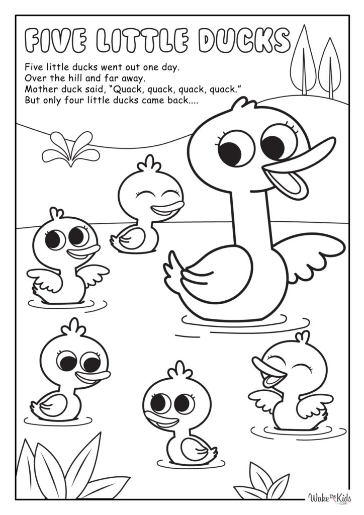 Five Little Ducks Coloring Pages